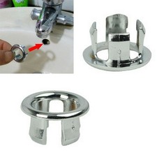 2pcs Bathroom Basin Sink Overflow Ring Chrome Hole Cover Cap Inserts Round DE