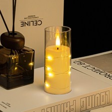 1pcs LED Flameless Candles Glass Jar Remote Realistic Flickering Fake Candles