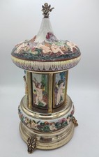 Reuge Capodimonte Cherub Lipstick Cigarette Carousel Music Box