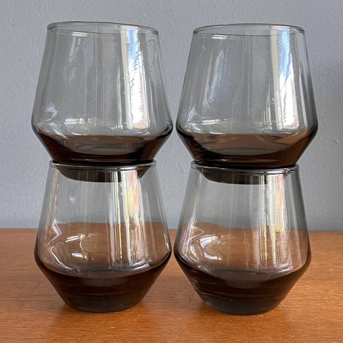 Set four vintage grey glass - of,