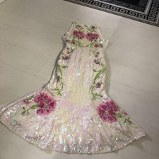 Stunning Asos Iridescent Embroidered Sequinned Dress Open Back Sz 6 