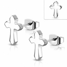 Pair Of Earrings Nails Stainless Steel Cross Medieval