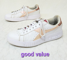 Diadora Womens Flat Shoes / Trainers UK Size 7.5 (41) White & Peach Colour Faux