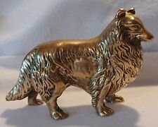 VINTAGE HEAVY BRASS ORNAMENT/FIGURINE OF A SHETLAND SHEEPDOG-SHELTIE COLLIE DOG