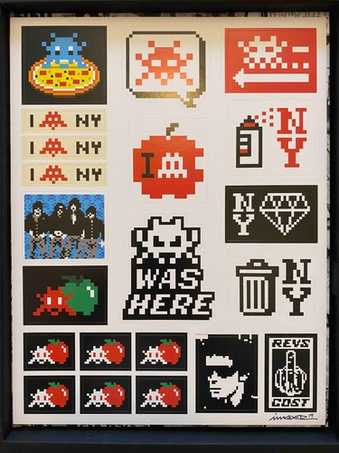 Invader signed sticker sheet - signed,