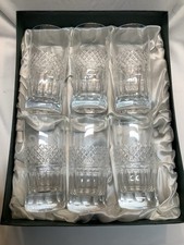 SCHOTT ZWIESEL 6 TALL CRYSTAL TUMBLER HIGHBALL GLASSES ONE WITH CHIP SEE PHOTO