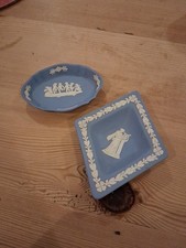Two Wedgewood Blue Trinket Dishes, Bone China, Made In England