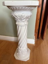 Vintage Ceramic Jardinere Plant Stand  White Floral Planter Column 69cm