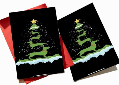 Black christmas cards - black,