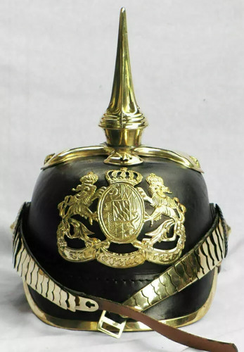 Black leather prussian helmet - leather,