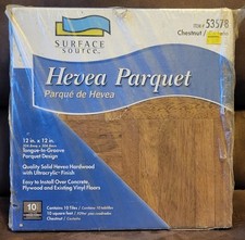 Surface Source Hevea Parquet Item# 53578 Chestnut Color Pack of 10 Tiles(12 X 12