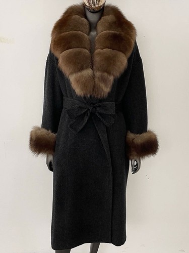 Real fox fur collared black - real,