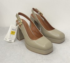 M&S Womens Leather Taupe Beige