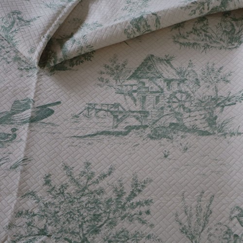 Vintage toile quilted fabric - vintage,