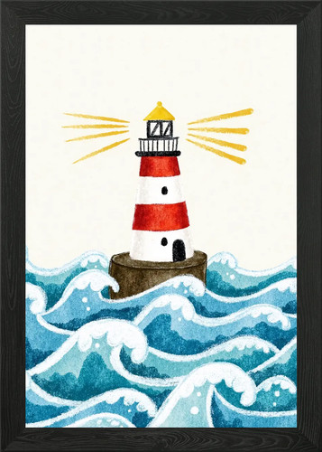 Lighthouse stormy sea - in,