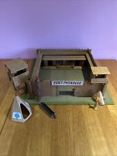 Vintage 1/32 wooden Fort Cherokee toy building, slot together walls with walkway