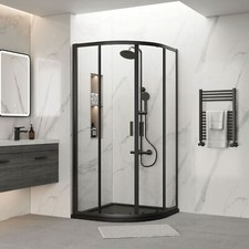 Bathroom Matt Black Luxury Quadrant Shower Enclosure 900mm Corner Modern Stylish