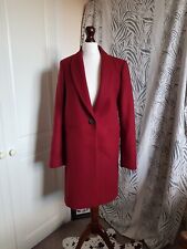 Zara Wool Blend Coat Burgundy Red Long Jacket Smart Size Small