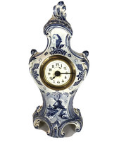 Royal Bonn Alarm Clock - Earthenware Delft Decor - Germany, 19th/20th Century