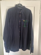 Fred Perry Men's Long Sleeve Navy Blue Green Tartan Button-Up Shirt XXLarge XXL