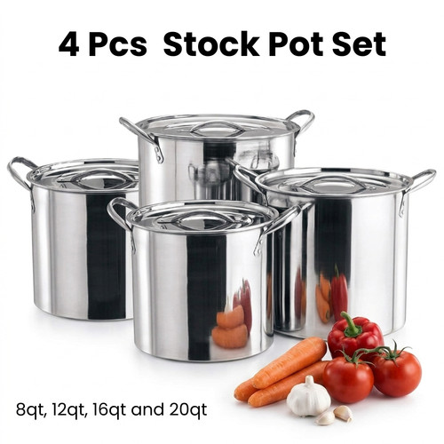 4pc stainless steel stock pot - 4pc,