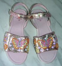 Lelli Kelly New Girls Pink Beaded Glitter Leather Sandals Shoes UK 5 Eur 36