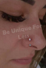 Nose Ring Horseshoe CZ Stainless Steel Lip Septum Hoop 1.2mm 6mm/8mm Silver Gold