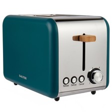 Salter 2 Slice Toaster Wide Toasting Slots Removable Crumb Tray 850W Elder Teal