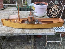 Old steam model launch boat, vertical Steam boiler, Modeen Cruiser Stuart Turner
