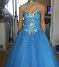 Princess Style, Sweet Heart Neckline, Corset Back, Prom Dress - Peacock Blue