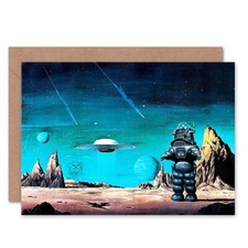Robby Robot Forbidden Planet Space Stars Sci Fi Blank Greeting Card