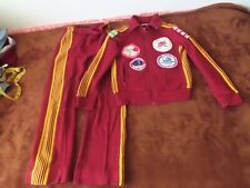 Vintage 80s Speedo  Red acrylic Tracksuit Warmup Set Jacket Pants M patches