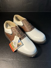 Dunlop Classic Saddle Golf Shoes Spikeless M1850CS Men Size 91/2 White brown New
