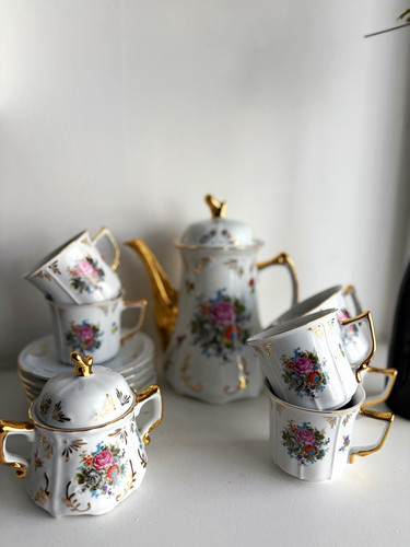 White porcelain floral gilt - porcelain,