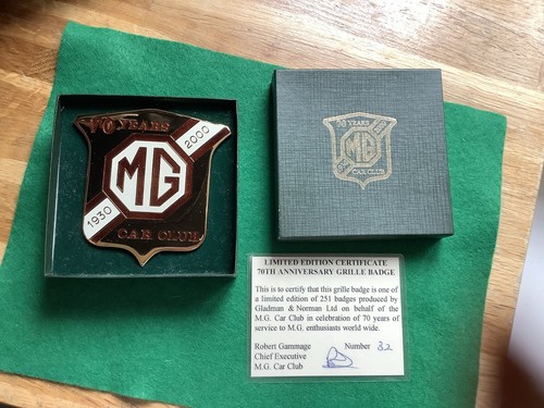 Car club 1930 2000 70th - mg, 1930-2000