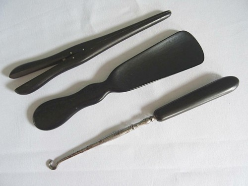 Antique ebony button hook shoe - antique,