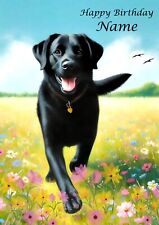 PERSONALISED Birthday Card Black LABRADOR RETRIEVER DOG Mum Dad Daughter Son