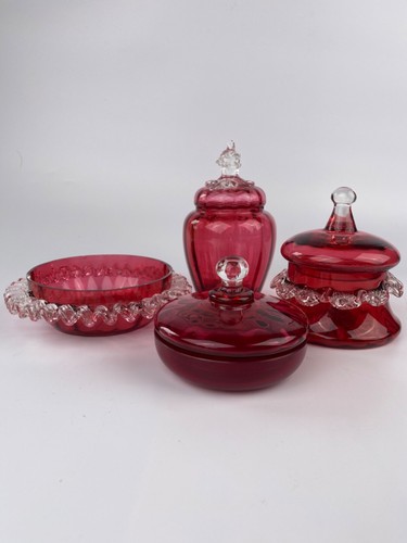 Antique cranberry glass vanity - antique,