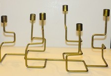 Modernist Mid Century Modern MCM Brass Gold Metal 6 Candle Holder Candelabra