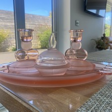 VINTAGE ROSE PINK GLASS CZECH