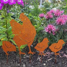 4 Metal Chicken Chickens Hen