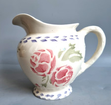 Royal Winton Spongeware Ceramic Jug Roses Peonies Floral 16cm Cream Hand Decor