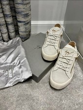 Mens Giuseppe Zanotti Size UK 8 Grey Gold Crock Leather Designer Trainers