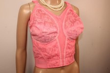 VTG TRIUMPH ROSE NYLON & LACE LONGLINE BRA ROSE SIZE SUIT SIZE 46B XL