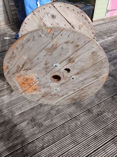Empty wooden cable - wooden, drum