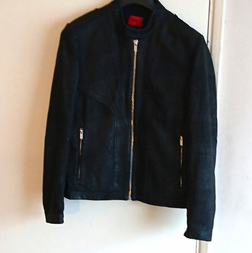 Hugo black leather full zip - hugo,