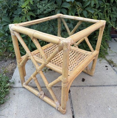 Vintage rattan glass side - rattan,
