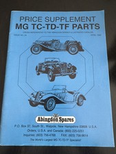 1994  Abingdon Spares Illustrated MG TC-TD-TF Auto Parts Manuel Book