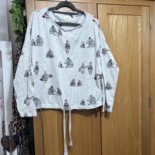 Ladies NEXT Xmas Christmas Loose Grey soft Pj Pyjama Top Jumper M 12 14