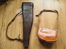 Edwardian Leather Leg O'mutton Gun Case and Cartridge Bag Handmade